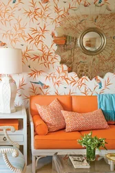 What colors goes with peach color in a bedroom interior
