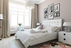 Bedroom wall design with white furniture