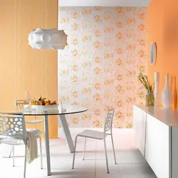 Combined wallpaper for the kitchen, washable in the interior