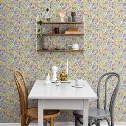 Combined wallpaper for the kitchen, washable in the interior