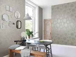 Combined wallpaper for the kitchen, washable in the interior