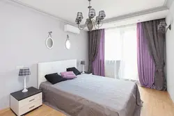 Сочетание серого в спальне шторами фото