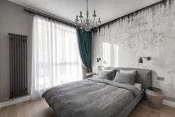 Combination of gray in the bedroom with curtains photo