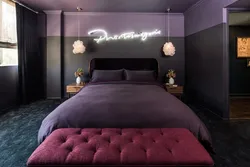 Bedroom design with lilac bed