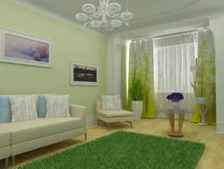 Living Room With Light Green Wallpaper Photo