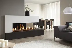 Qonaq otağının interyerində künc bio-şömine