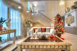New Year's interior in the living room photo