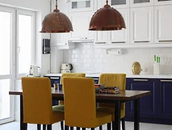Mustard-colored chairs for the kitchen in the interior