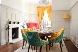 Mustard-colored chairs for the kitchen in the interior