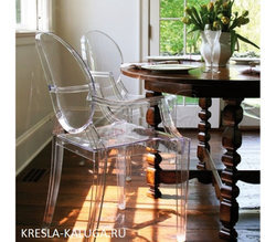 Transparent kitchen chairs in the interior