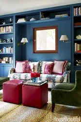 Living Room With Blue Furniture Photo