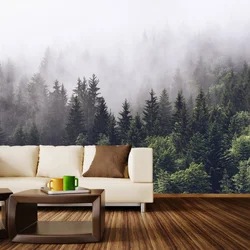 Wallpaper With Forest In The Bedroom Interior