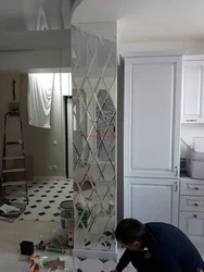 Kitchen design with mirror tiles