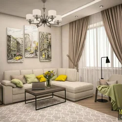 Bright accents in the living room interior photo