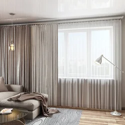Tulle in the living room interior in a modern style