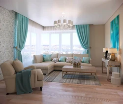 Mint beige living room interior