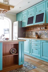 Blue brown kitchen photo