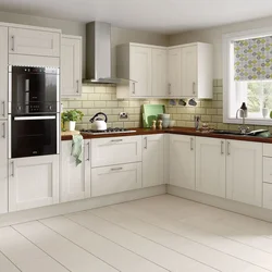 Kitchen interior in ivory color