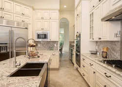 Kitchen interior in ivory color