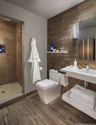 Bathroom interior white with wood