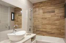 Bathroom interior white with wood