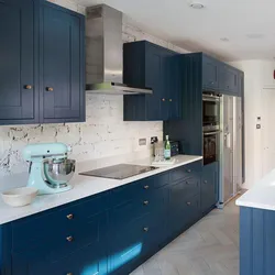 Blue and white kitchen design