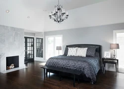 Black lamps in the bedroom interior