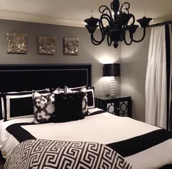 Black Lamps In The Bedroom Interior