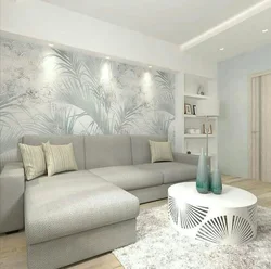 Living room wallpaper feathers photo