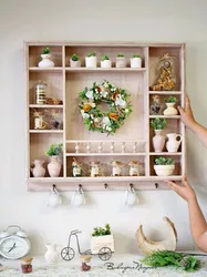 Open Shelves For The Kitchen On The Wall In The Interior