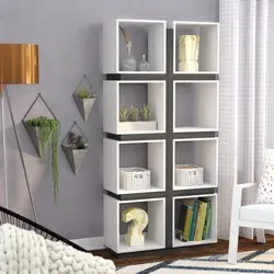 Bookcase in the bedroom interior