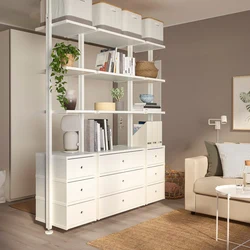 Bookcase in the bedroom interior