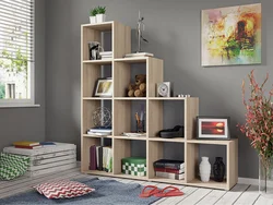 Bookcase in the bedroom interior