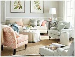 Living room interiors in pastel colors photo