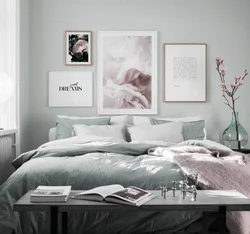 Posters in the bedroom interior photo