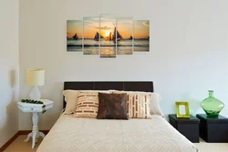 Posters in the bedroom interior photo