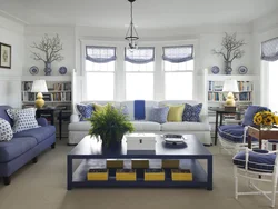 Indigo color in the living room interior