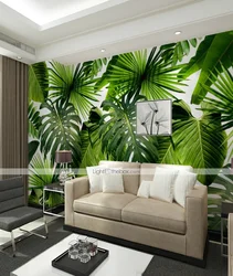 Фото тұсқағаздар қонақ бөлмесінің интерьерінде қалдырады