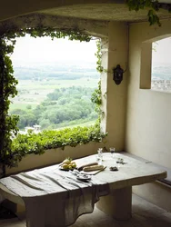 False window in the kitchen interior