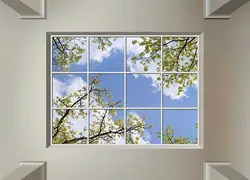 False window in the kitchen interior