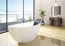 Oval bathtubs in the bathroom interior