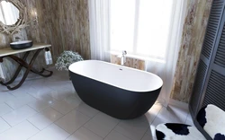 Oval bathtubs in the bathroom interior