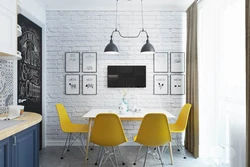 White brick in the kitchen interior photo