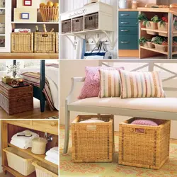 Baskets in the bedroom interior