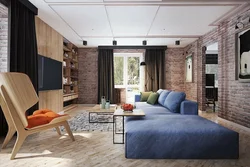Loft yataq otağı qonaq otağı fotoşəkili