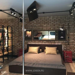 Loft yataq otağı qonaq otağı fotoşəkili