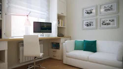 Ofis və mətbəx bir otaqda şəkil