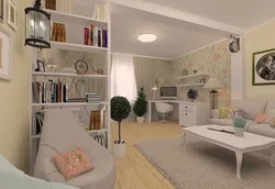 Ofis və mətbəx bir otaqda şəkil