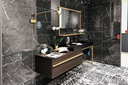 Black marble bathroom tile design