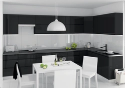 Kitchen design in black style